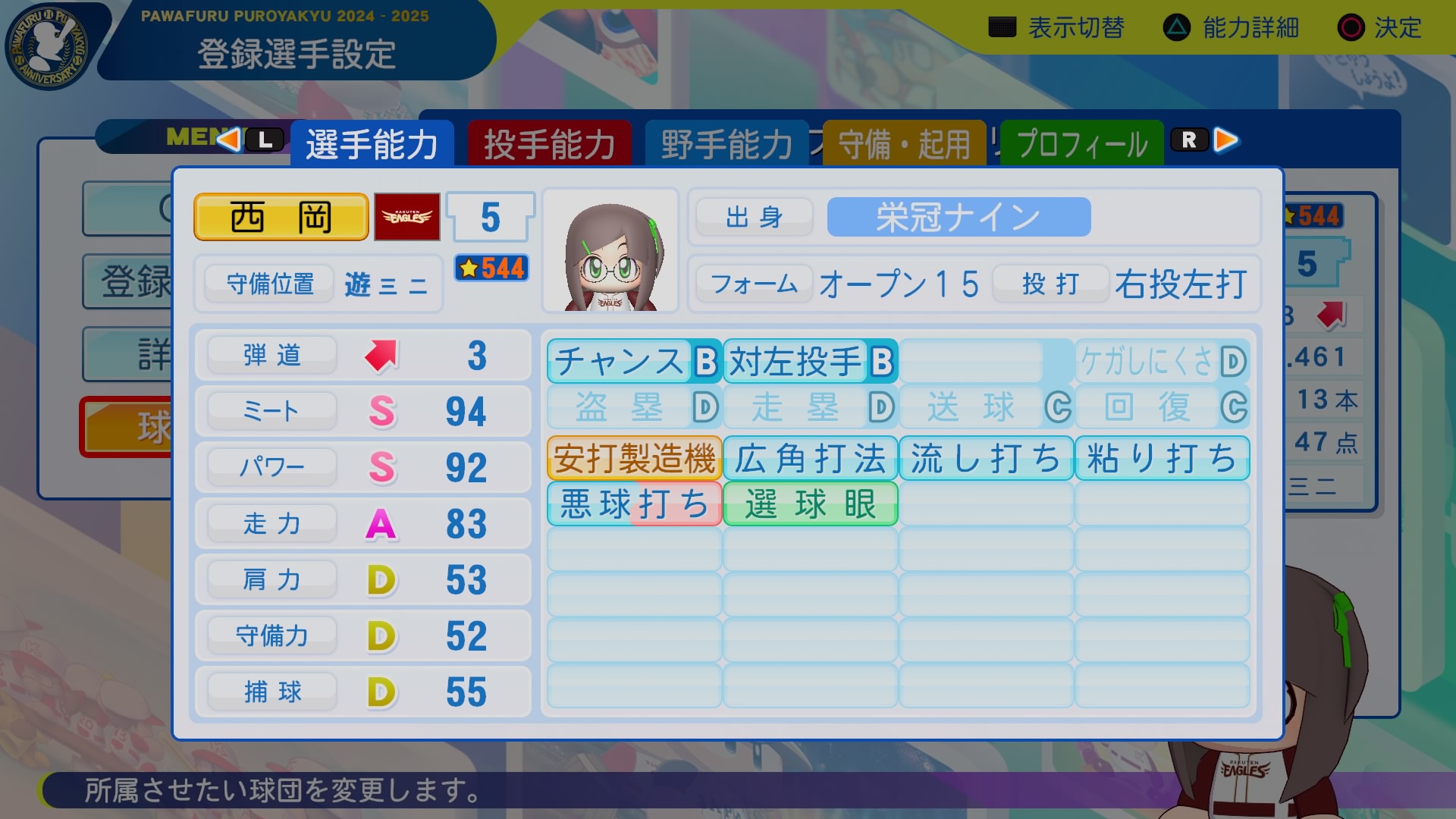 西岡　貴浩 能力