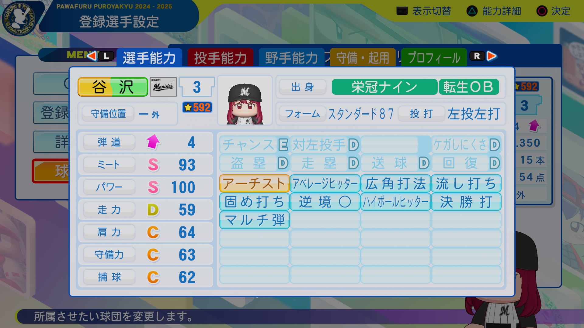 谷沢　健一 能力