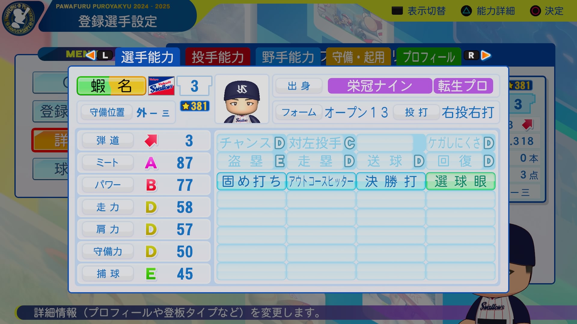 蛯名　達夫 能力